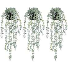 1/2pcs Artificial Hanging Plants, Wall Mounted Planter Decor, Suitable For Indoor/Outdoor, Living Room Shelf Decoration, Home Decor, Room Decor, Garden Decor, Wall Decor - White Eucalyptus Spray - View 2