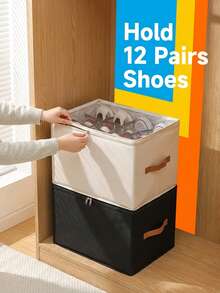 Space-Saving Foldable Shoe Box With Lid With Clear Window Sturdy Dust-Proof Storage Box For Unisex Adults Sleek Foldable Fabric Shoe Storage Box Ideal For Under Bed Shoe Bag Travel Essential Storage Cruise Must Haves Organizer Vacation Essentials College Dorm Room Accesoires Organziers Necessities - Multicolor - View 4