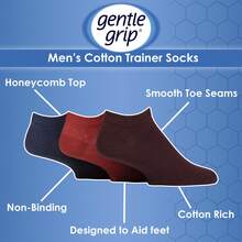 Gentle Grip Gentle Grip - 9 Pack Mens Diabetic Trainer Socks Extra Wide Socks For Swelling - 灰色 - 查看 5