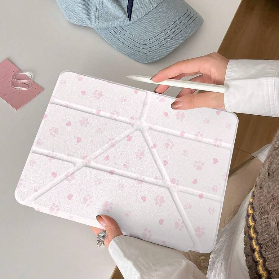 适用于 iPad (A16) 第 11 代 11 英寸、第 10 代 10.9 英寸、Air 8 (M4) 11 英寸（2026 年款）、第 7 代、第 8 代、第 9 代 10.2 英寸、Pro 11（2020-2022 年款）、Air 7/6 (M3/M2) 11 英寸、S10 Lite、A11、A11+ 的可爱爪印折叠保护套，带笔槽，采用柔软 TPU 背壳，支持自动唤醒/睡眠功能。 - 愛心腳印 - 查看 1