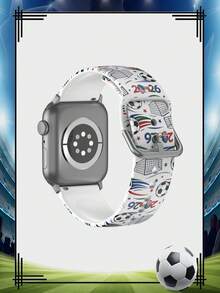 1條 2026 世界盃足球圖案印花矽膠錶帶，中性時尚矽膠錶帶，適用於 38mm 40mm 41mm 42mm 44mm 45mm 46mm 49mm，適用於 Series Ultra/S11/S10/SE/8/7/6/5/4/3/2/1，適合足球賽事運動智慧手錶錶帶配件 - 彩色 - 查看 2