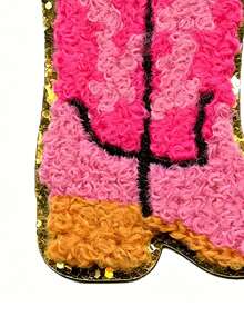 1 miếng vá giày cao bồi bằng vải nhung màu hồng dễ thương kiểu miền Tây thêu, có thể ủi lên. - Nhiều màu - Xem 5