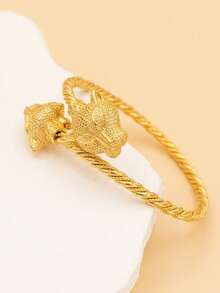 1pc Fashionable Copper 18K Plated Twisted Rope Bracelet For Women, Suitable For Parties, Gatherings, Holidays, And Daily Wear - Gold - View 9