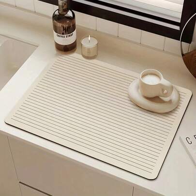 1pc Cutlery Drying Mat, Non-Slip Kitchen Draining Mat, Quick Dry Sink Drainer Pad, Suitable For Dish Rack