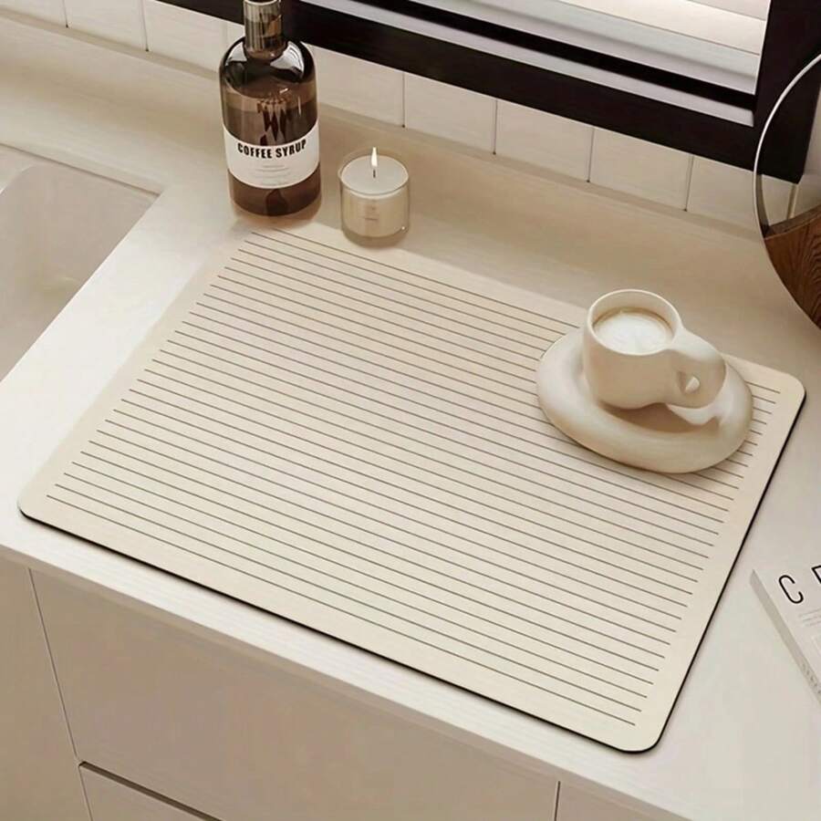 1pc Cutlery Drying Mat, Non-Slip Kitchen Draining Mat, Quick Dry Sink Drainer Pad, Suitable For Dish Rack