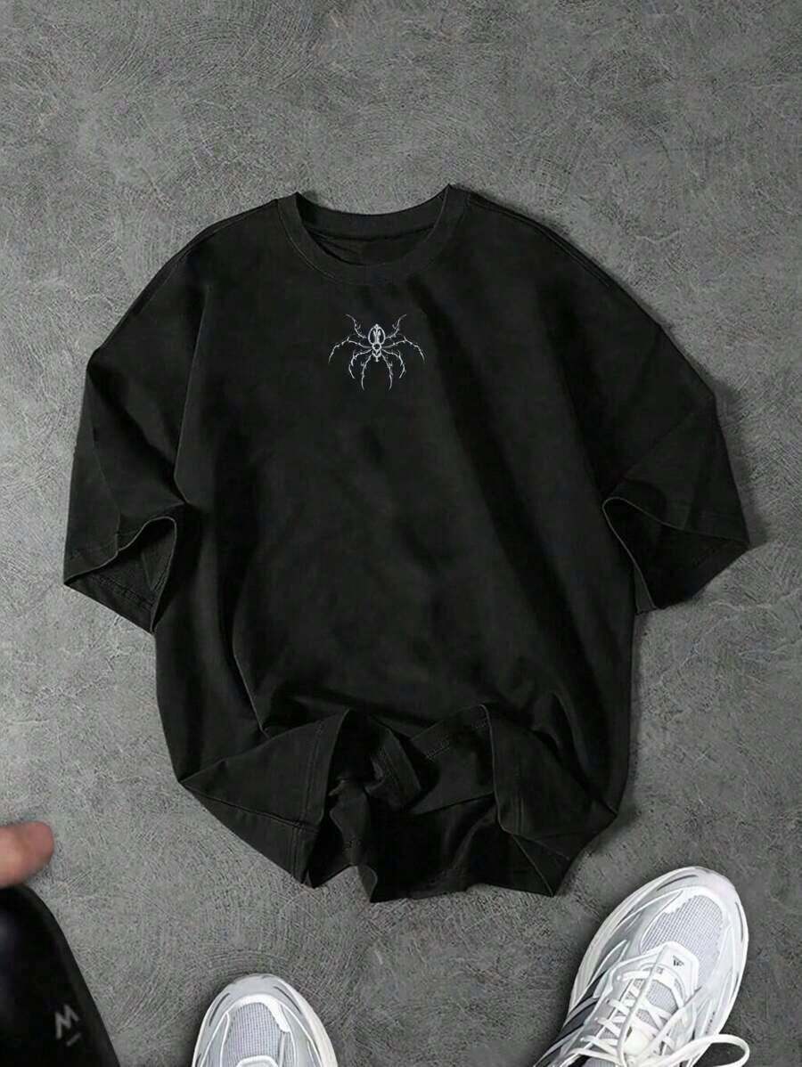 Camiseta deportiva de manga corta y cuello redondo para hombre, de moda casual de verano con estampado - Negro 21 - Ver 1