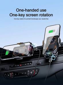 车载通用出风口电动旋转开合式手机支架，15W无线充电器，双线圈智能手机快速充电 - No magnetic attraction - 查看 9