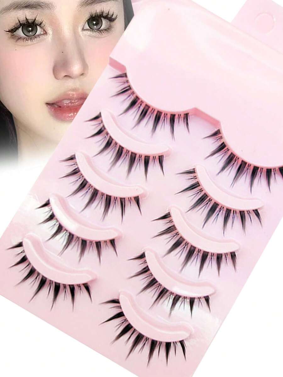 5对卡通恶魔妈妈隐形带自然全贴假睫毛