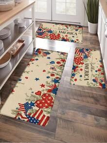 1pc Striped & Star Pattern Kitchen Mat, Independence Day Rug, Washable Kitchen Rug, Machine Washable Rug, Floor Covering/Doormat, Foot Mat, Door Mat, Home Decor, Bohemian Style Rug, Turkish Rug, Area Rug, Striped Rug, Runner Rug, Hallway Rug, Kitchen Rug, Suitable For Parties, Holidays, Gatherings, Gifts, Dinner Parties, Etc., Rug, Door Mat, Kitchen Mat, Area Rug, Kitchen Supplies, Kitchen Decor, Kitchen Mat, Kitchen Floor Mat, Kitchen Set, Foam Mat - American Pastoral Patriotism - View 3