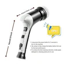 Bàn chải điện sạc pin, bàn chải rửa chén 3 tốc độ, bàn chải xoay phòng tắm, thích hợp để làm sạch bụi bẩn trong nhà bếp, phòng ngủ, ban công, phòng tắm. - Tay cầm ngắn cầm tay - Xem 2