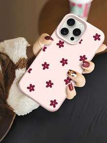 1pc Heart & Flower Pattern Liquid Silicone Shockproof Phone Case, Suitable As Holiday Gift Compatible With Apple XS/XS Max/XR/11/12/13/14/15/16/17 Pro/Pro Max/14/15/16/17 Plus - Multicolor - View 4
