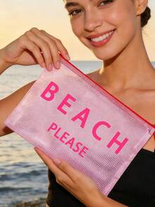 Túi đi biển chống thấm nước và thời trang với họa tiết sao biển "Beach Please". Túi đựng mỹ phẩm trong suốt dung tích lớn với khóa kéo nylon - nhẹ, thích hợp cho mùa xuân và mùa hè, bền chắc, hoàn hảo cho bơi lội, đi biển, lặn biển và các kỳ nghỉ hè, học sinh trở lại trường, túi đựng đồ chống nắng nhẹ, phù hợp làm quà tặng cho bạn bè, gia đình, bạn gái và bạn cùng lớp. Món quà và quà lưu niệm hoàn hảo cho sinh nhật, ngày lễ, tiệc tùng, đám cưới (cho phù dâu), Ngày của Mẹ và Ngày Nhà giáo. - Nhiều màu - Xem 5
