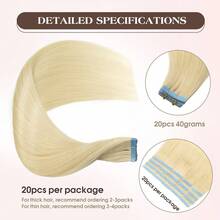 New Colors Tape In Human Hair Extensions 14"-20" Natural Straight Blonde Skin Weft Invisible No Remy Tape Hair Extension 20pcs 30g/pack - S1B - Übersicht 6