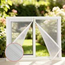 1pc White Fiberglass Mosquito Net, Self-Adhesive No Drill Invisible Anti-Cat Scratch Window Screen, Hook And Loop Home Use Curtain - White - View 5