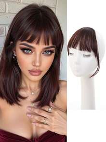 女士轻盈刘海假发，自然法式前额造型，无缝设计，轻盈舒适，直刘海，合成假发 - 彩色 - 查看 11