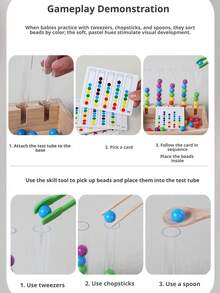 1pc Toddler Counting Color Sorting Stacking Toy, Clip Sorting Set, Montessori Preschool Learning Activity, STEM Math Manipulative Toy, Educational Toy To Develop Children's Hands-On Ability - Multicolor - View 5