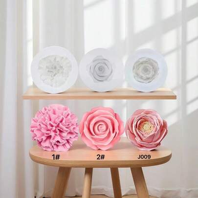 Khuôn hoa bằng nhựa, khuôn hoa cẩm chướng và hoa hồng 3D, khuôn silicon đa năng dùng để làm nến, xà phòng, trang trí, dễ tháo khuôn và có thể tái sử dụng.