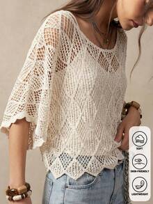 Áo kiểu Boho rộng rãi, tay lỡ khoét eo, thích hợp mặc đi biển cho nữ, trang phục nghỉ dưỡng phong cách Bohemian cho kỳ nghỉ. - Màu be - Xem 4