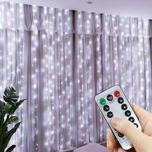 1 pieza Luces LED de cadena con control remoto, de 3 metros/6m alimentadas por USB, decoración de cortina de hadas para el hogar - Luz de cortina USB - Ver 22