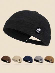 Mũ lưỡi trai unisex in logo NY, chất liệu nhung kẻ, kiểu dáng cổ điển, không vành, có thể điều chỉnh, đa năng cho đi làm hàng ngày, tụ họp, dã ngoại, phong cách đường phố, đi xe máy, mọi mùa. - B - Xem 1