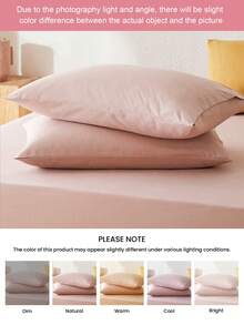 HONEY MOON 2pcs Soft & Smooth Solid Color Pillowcase, Breathable, Envelope Closure, Wrinkle Resistant, No Filling - Fits T/F/Q/K Size Home & Dorm, OEKO-TEX Certified, Pink - Pink - View 8