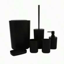 6pcs Mint Green Bathroom Accessories Set, Including Soap Dispenser, Toothbrush Holder, Tumbler, Soap Dish, Toilet Brush Holder And Trash Can, Modern Minimalist Bathroom Storage Set, PP Material, Shatterproof, Easy To Clean, Suitable For Home, Apartment, Dorm, Hotel, Spa, Matching All Bathroom Decor, Ideal Housewarming Gift, Essential Mint Green Bathroom Essentials, Compact Space-Saving Countertop Storage Design - Multicolor - View 7