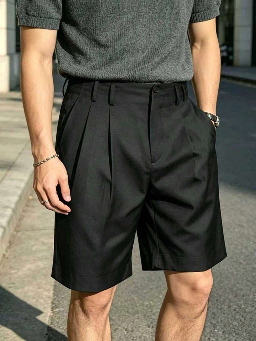Men's Summer Casual Fashion Shorts, Outdoor Minimalist Bermuda Shorts - Black - View 1