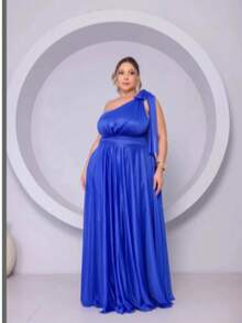 Women's Plus Size Maxi Dress For Bridesmaids, Weddings, Guests, And Graduations. - 寶藍色 - 查看 1