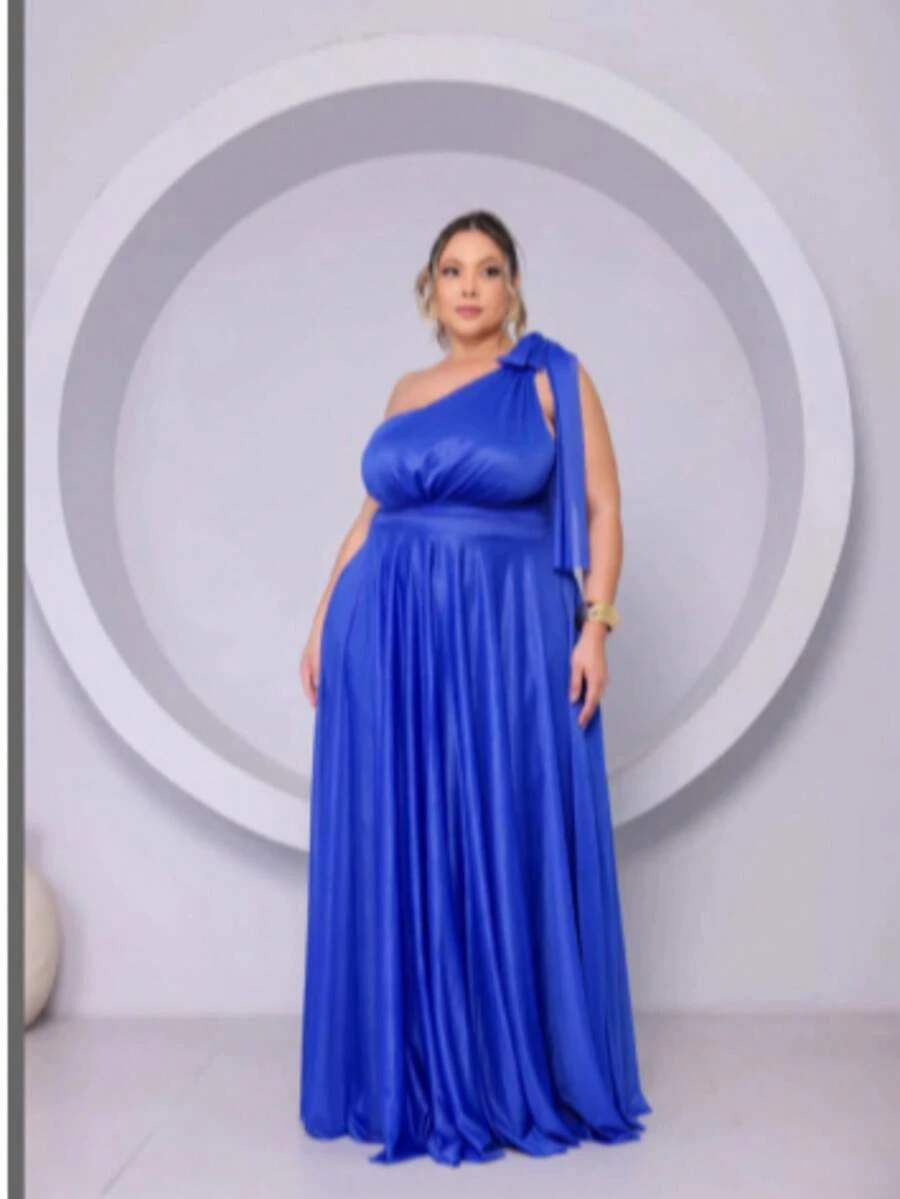 Women's Plus Size Maxi Dress For Bridesmaids, Weddings, Guests, And Graduations. - 寶藍色 - 查看 1