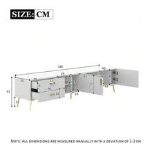 TV Stand For 75-Inch TVs, Low Shelves, TV Boards, TV Cabinet, Entertainment Center, TV Console Table, Modern Entertainment Center, Multimedia Console (White) - 白色 - 查看 8