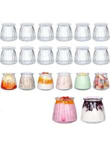 6/2pcs 3.3oz Transparent Glass Mini Pudding Jars With Lids, Ideal For Storing Yogurt, Jam, Honey, Pudding, Etc. They Can Be Used As Pudding Containers For Making Refreshing Drinks In Summer, Portable, With Strong Sealing Performance, Dishwasher-, Refillable And Reusable. They Are Essential Travel Accessories (100ml) - View 1