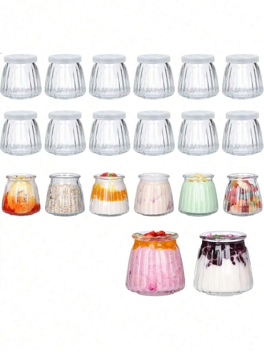 6/2pcs 3.3oz Transparent Glass Mini Pudding Jars With Lids, Ideal For Storing Yogurt, Jam, Honey, Pudding, Etc. They Can Be Used As Pudding Containers For Making Refreshing Drinks In Summer, Portable, With Strong Sealing Performance, Dishwasher-, Refillable And Reusable. They Are Essential Travel Accessories (100ml) - View 1