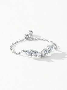 1 chiếc nhẫn bạc 925 hình cánh thiên thần nhỏ, đính đá Zirconia lấp lánh, dành cho nữ, trang sức cao cấp, quà tặng kỷ niệm ngày cưới. - Bạc - Xem 3