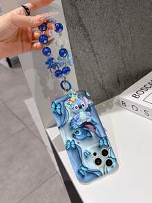 Disney Has Authorized, Phone Case - Chain Set, The Stitch Lilo & Stitch 3D Phone Case Plus A Silicone 3D Stitch Bracelet With Metallic Ring Removable Bracelet, Stitch And Angel Pattern, Compatible With Iphone 17/16/15/14/13/12/11/XS/XR/X Plus Pro Max, A Stylish Cartoon Phone Case, The Perfect Gift Choice, Phone Protection, Durable Phone Cover, Great Gift For Friends And Family - Kiểu trắng B - Xem 4