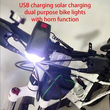 Bicycle Night Light, Solar Rechargeable Dual-Use Horn, Bright Flashlight, Safety Riding Front Light For Adults And Children - USB Solar Dual-use Rechargeable Lamp - View 2