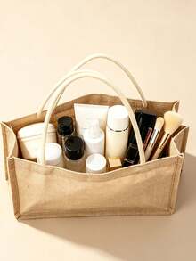 Túi tote sợi đay hai quai cầm, túi mua sắm mini, túi mua sắm đi biển sợi đay phong cách tối giản cỡ lớn, túi đựng thực phẩm tái sử dụng, túi đi biển, túi du lịch, túi tote dung tích lớn, quà tặng lễ cho người thân, bạn bè, dì, có 4 kích cỡ - Màu Khaki - Xem 2