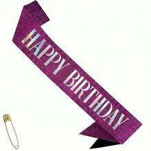 生日女王闪亮绶带,玫瑰金箔字母生日肩带,完美适用于18岁、21岁、30岁生日派对装饰和拍照区 - 查看 22