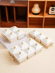 1 Set Luxury Snack Candy Dried Fruit Cookie Storage & Display Tray Set - Beige - View 5