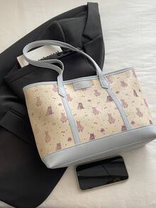 2026新款可爱卡通印花大容量单肩手提包，适合学生和通勤族。 - 藍色 - 查看 10