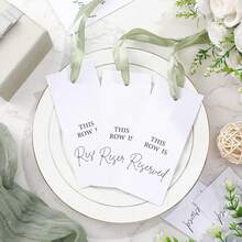 1/12pcs Wedding Reserved Seat Identification Paper Cards With Ribbons,Wedding Reserved Seat Number Plates,Paper Seat Identification Cards With Ribbons,Chair Decor For Wedding Ceremony,Suitable For Wedding Ceremony Party Seating Arrangement Decor - A - View 4