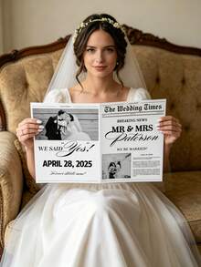 1 Set Customizable Wedding Newspaper Template, Editable Personal Photos And Text, Wedding Program, Save The Date, Engagement Announcement, Bridal Shower Decor, Wedding Invitation Insert, Printable Wedding Signage, Reception Decor, Personalized Gift - Multicolor 8 - View 4