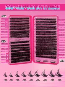 Bộ 640 sợi mi giả dạng chùm, độ cứng 10D-50D, chiều dài 8-16mm, mi nối dày, cong nhẹ, kiểu D, nhiều độ dài khác nhau, bộ dụng cụ tự nối mi, mi giả đơn dày mềm mại, tạo hiệu ứng trang điểm mắt bướm tự nhiên, dễ dàng tự làm tại nhà, keo dán mi lâu trôi, dụng cụ uốn mi tự làm, cọ chải mi. - Nhiều màu - Xem 7