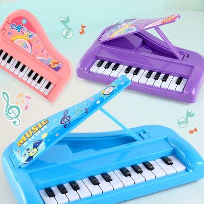 2-In-1 Electronic Keyboard & Piano Toy, Cartoon Design, Two Modes, Battery Not Included