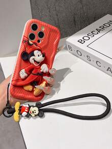 This Disney Mickey Mouse Lanyard Phone Case Is Fully Covered In TPU Material. It's Shockproof, Lightweight, And Compatible With IPhone17/16/11/13/15/15 Plus/15 Pro/15 Pro Max/12/14 Pro Max/11 Pro Max/12 Pro/12 Pro Max/13. This Phone Case Makes A Popular Birthday Gift Or Business Gift; It's Durable, Stain- And Fingerprint Resistant, And Suitable For Both Men And Women. The Set Also Includes A Mickey Mouse Phone Case And A Mickey Mouse Plush Bracelet. It's A Perfect Gift For Friends And Family. This Stylish Phone Case Is Fun, Lightweight, And Durable. IPhone17 Pro Max Phone Case, Minnie Mouse Phone Case. - trắng - Xem 4