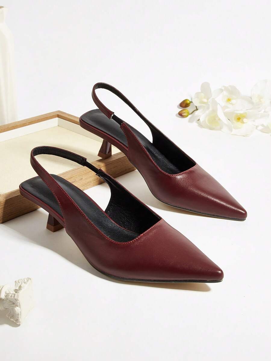 2025 New Arrival Women's Elegant Fashion Backstrap Slingback Shoes (Shoe Upper Randomly Cut) - Burgundy - View 1