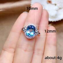 Women's Alloy Topaz Engagement Ring Flower Pave Fashion Style For Engagement Fashion Jewelry Stackable Adjustable Comfort Fit Tarnish Resistant [F329] - Bạc - Xem 6