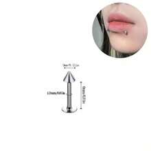 2/5/10件装不锈钢外螺纹唇钉，朋克锥形恶魔尖刺唇环，女士个性化穿孔耳环和骨钉 - 彩色 - 查看 3