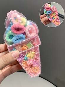 40pcs Floral Print Casual Polyester Elastic Hair Ties, Soft Scrunchies, Bangs & Flyaway Hair Clips - Multicolor - View 18