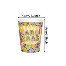 10/20/50 piezas Vasos de papel Mardi Gras, vasos de fiesta púrpura verde y dorado con máscara de Mardi Gras y patrón de carnaval, adecuados para celebración de Mardi Gras, fiesta temática de Nueva Orleans, baby shower, decoración de Martes Gordo para hombres y mujeres - Multicolor - Ver 2