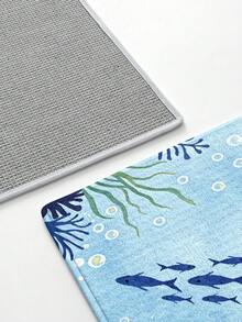 DAJIANG 1 tấm thảm trải sàn họa tiết đại dương, thiết kế tối giản hình đàn cá xanh, thích hợp cho phòng tắm, nhà bếp, ngoài trời, trong nhà, hành lang, phòng ngủ, phòng khách, thảm nhà bếp có thể giặt máy, phụ kiện nhà bếp. - Đàn cá - Xem 7